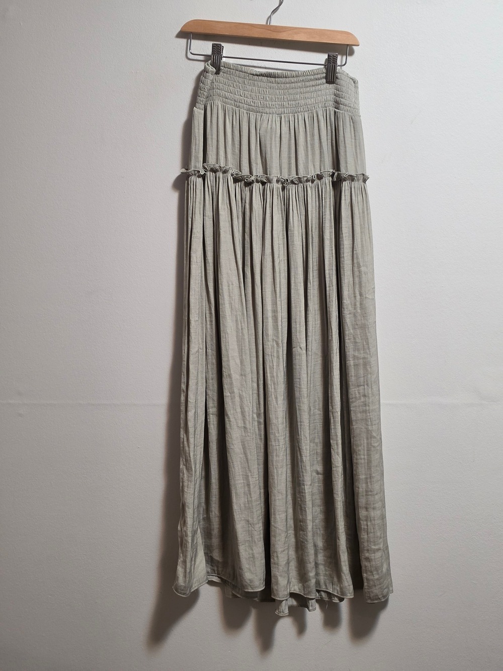 Rachel Zoe Sage Green Tiered Maxi Skirt with Smocked Waist
